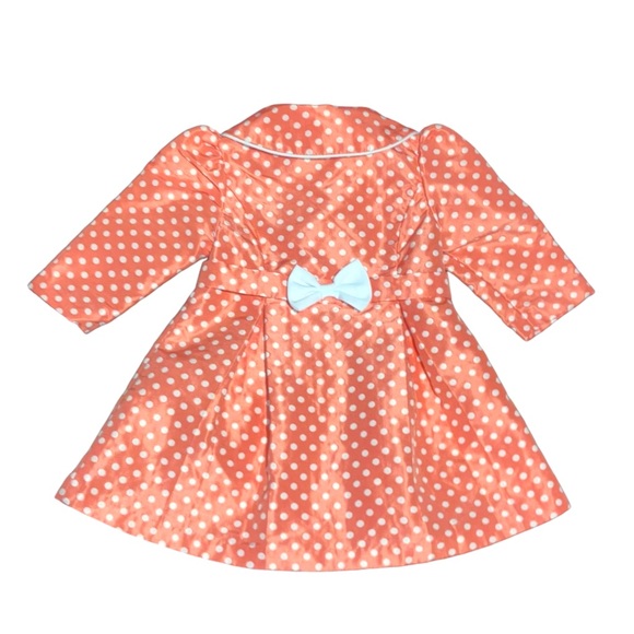 *5 for $25!* Coat Bonnie Baby Coral Pink White Polka Dot Sateen 12M BoW - Picture 3 of 6